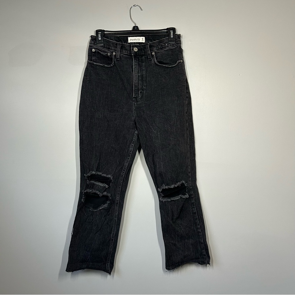 Abercrombie and fitch ultra high rise ankle straight black jeans 8 29